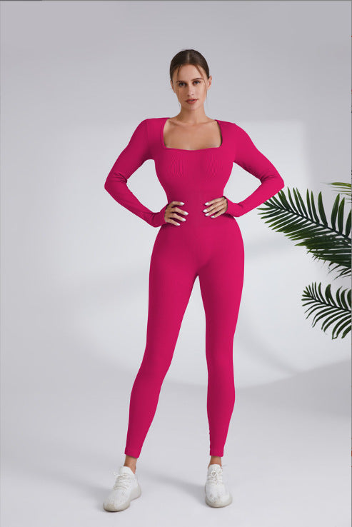 Damen Leggingsanzug mit elegantem Quadrat-Ausschnitt und figurbetonendem Schnitt Heidi-Mode