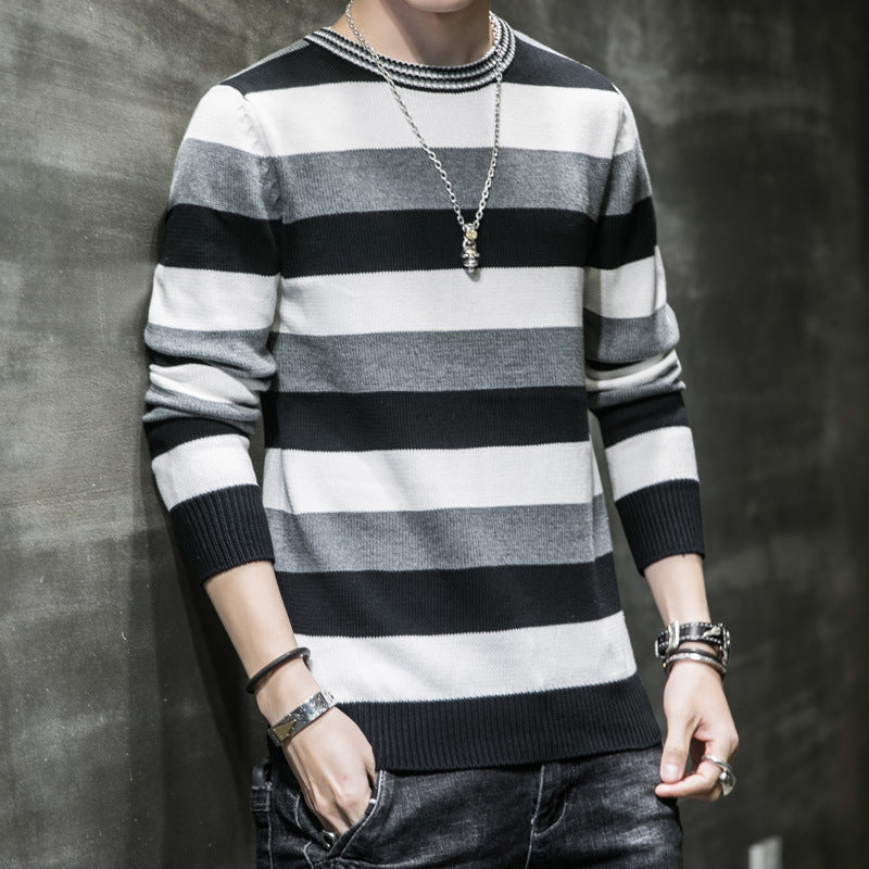 Herren gestreifter Pullover aus weichem Baumwollmix Heidi-Mode