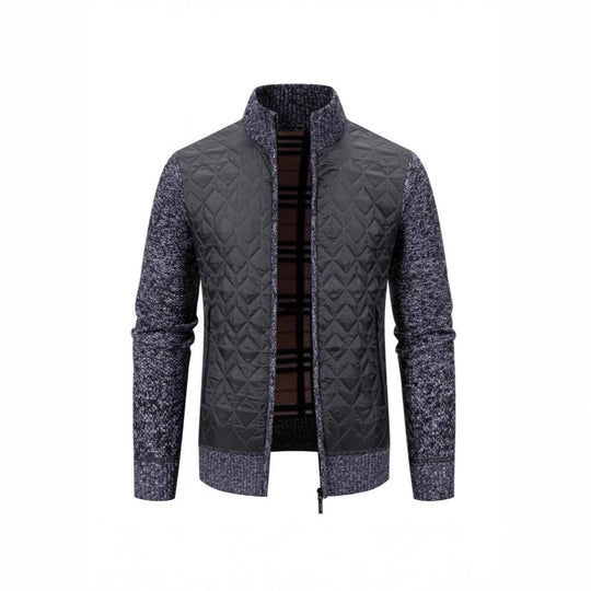 Herren Steppjacke mit hohem Kragen und eleganter Strickästhetik Heidi-Mode