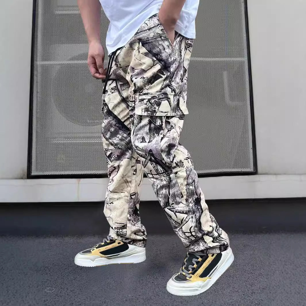 Herren Cargo-Hose im modernen Camouflage-Design mit elastischem Bund und mehreren Taschen Heidi-Mode