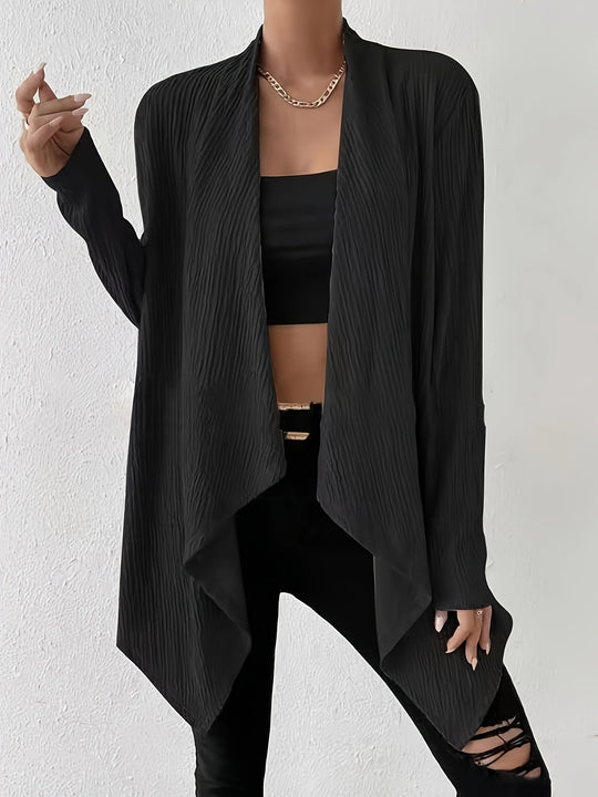 Damen Langärmlige Strickjacke mit strukturiertem Design und offenem Schnitt Heidi-Mode
