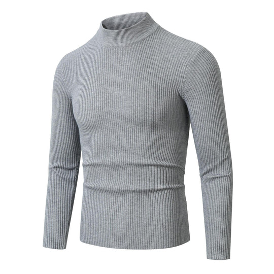 Herren Rollkragenpullover mit geripptem Design Heidi-Mode