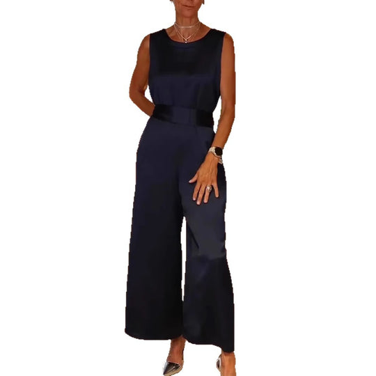 Damen Eleganter Satinweiter Hosenanzug Heidi-Mode