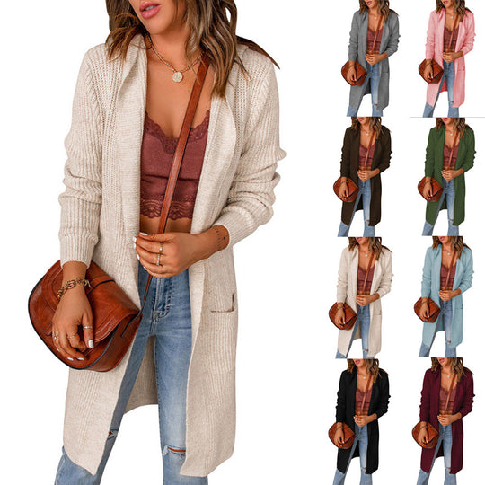Damen Strickmantel mit offenen Vorderteilen und Taschen Heidi-Mode