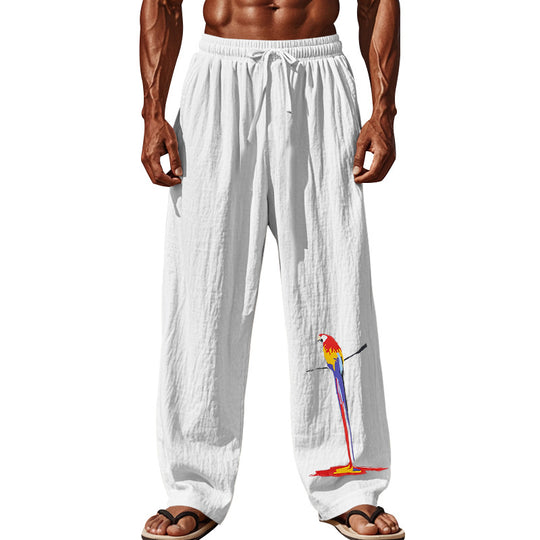 Herren Strandhose aus leichtem, atmungsaktivem Gewebe mit buntem Print Heidi-Mode