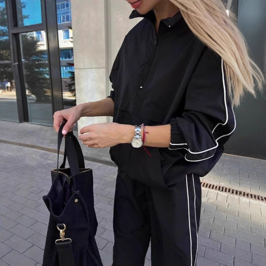 Damen modische Windbreaker Jacke mit hochstehendem Kragen und elastischen Ärmeln Heidi-Mode