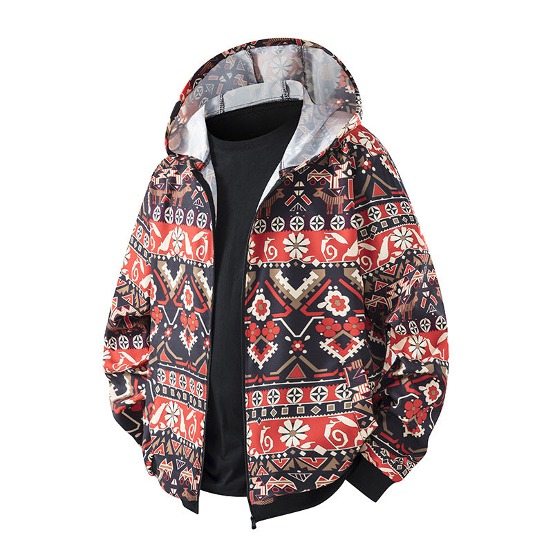 Damen leichte Windbreaker-Jacke mit farbenfrohem Muster und atmungsaktiven Eigenschaften Heidi-Mode