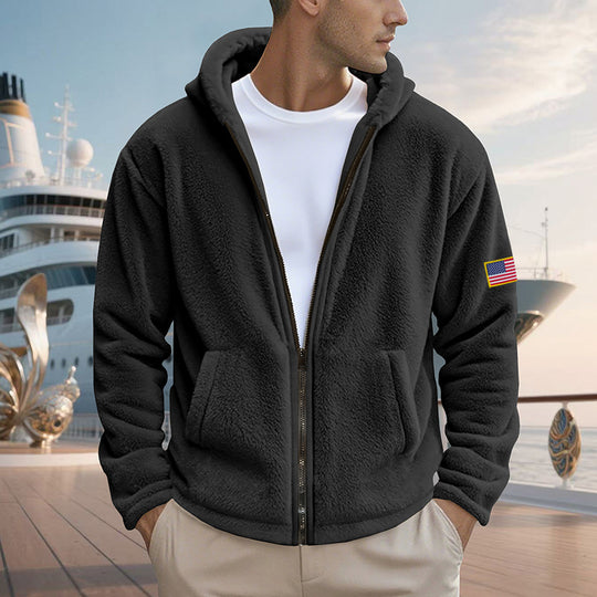 Herren Fleecejacke mit hohem Kragen und praktischen Seitentaschen Heidi-Mode