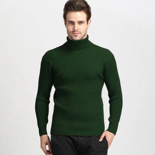 Herren Rollkragenpullover aus feinem Rippstrick Heidi-Mode