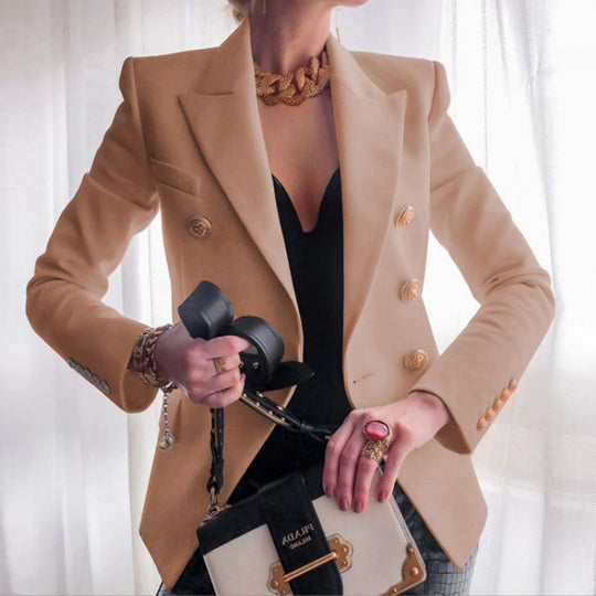 Damen Edler Blazer mit Goldknopf-Detail und klassischem Schnitt Heidi-Mode