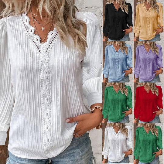 Damen Elegante Bluse mit strukturiertem Muster und Rüschen Heidi-Mode