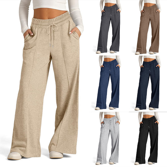 Damen weite Freizeithose mit elastischem Bund und praktischen Taschen Heidi-Mode