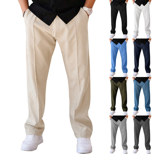Herren elegante Freizeithose mit seitlichen Eingrifftaschen und geradem Schnitt Heidi-Mode