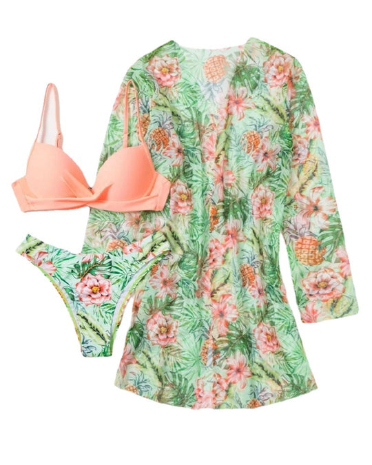 Femme Stylisches Bedrucktes Bikini- und Cover-Up-Set Heidi-Mode