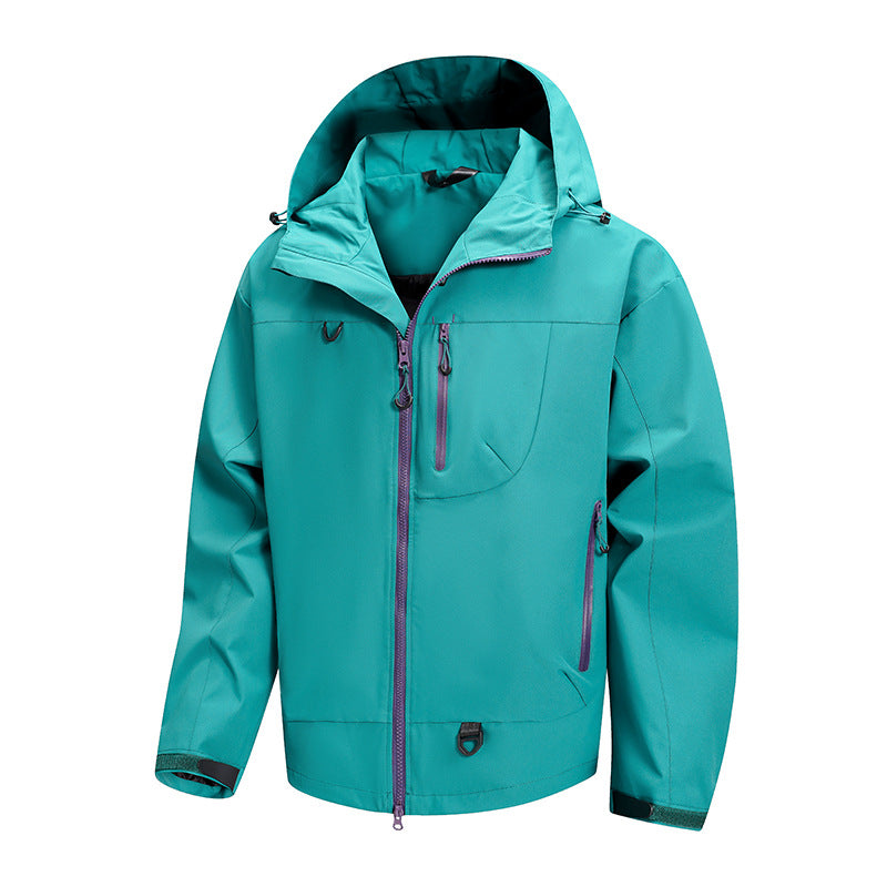 Herren technische Outdoor-Jacke mit Gewebe und verstellbarem Kapuzensystem Heidi-Mode