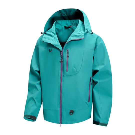 Herren technische Outdoor-Jacke mit Gewebe und verstellbarem Kapuzensystem Heidi-Mode