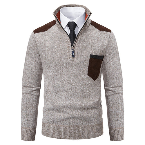 Herren eleganter Strickpullover mit Kragen und Taschen Heidi-Mode