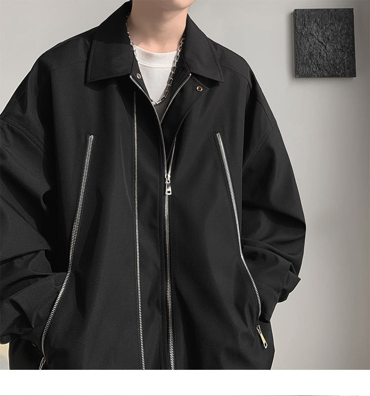 Damen Oversized Jacke mit innovativem Reißverschluss und lässigem Schnitt Heidi-Mode
