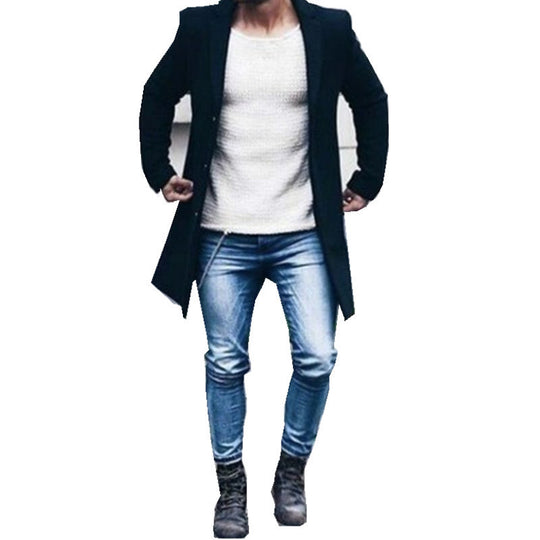 Herren eleganter und lässiger Langmantel aus hochwertigem Material Heidi-Mode