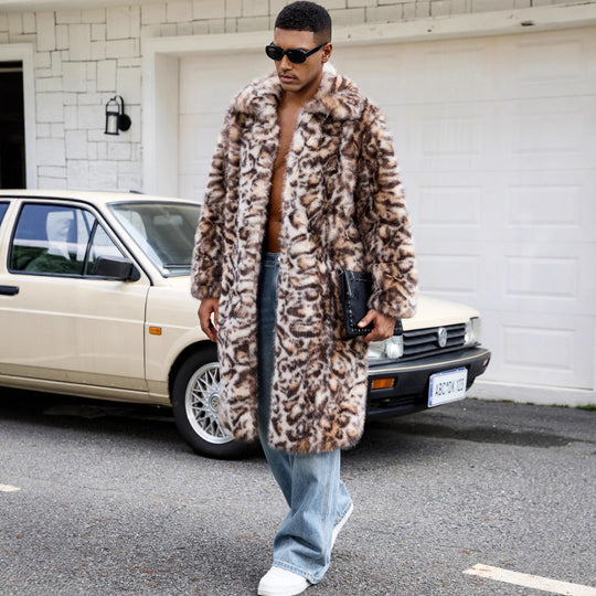 Herren Modischer Kunstfellmantel mit aufregendem Tierdesign Heidi-Mode