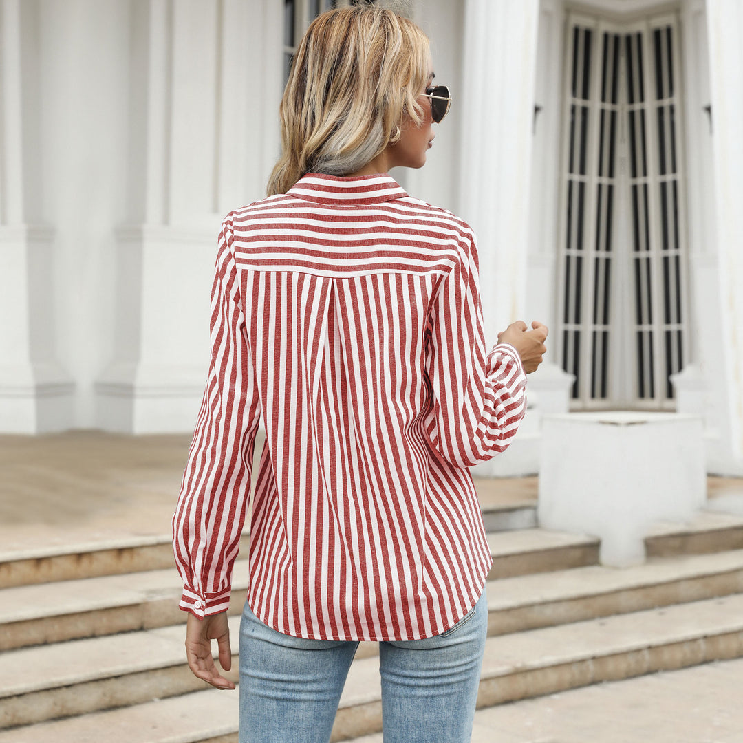 Damen Gestreiftes Langarmhemd im lässigen Chic Heidi-Mode