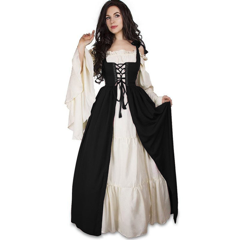 Damen historisches Kleid mit romantischem V-Ausschnitt und voluminösen Ärmeln Heidi