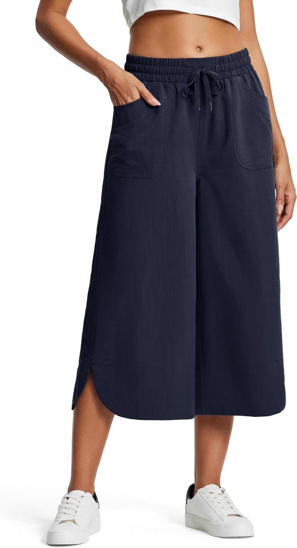 Damen lässige Culotte mit elastischem Bund und praktischen Seitentaschen Heidi-Mode