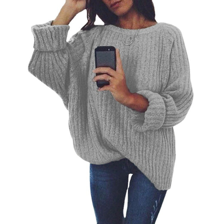 Damen Grobstrickpullover mit lockerer Passform und trendigem Rippenmuster Heidi-Mode