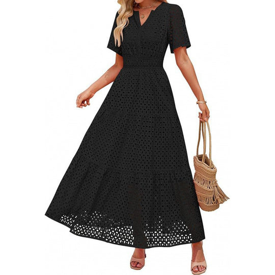 Damen Maxikleid mit gehäkeltem Muster Heidi-Mode