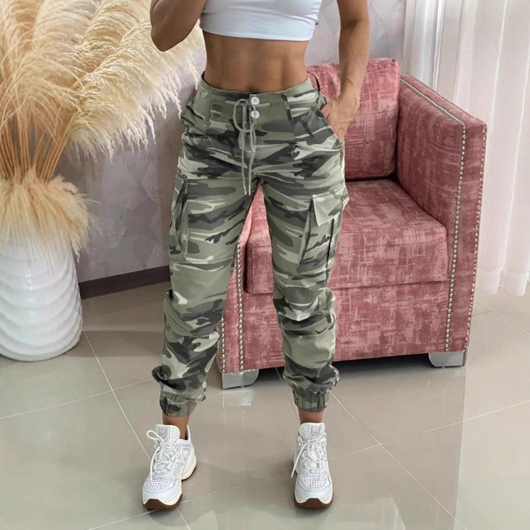 Damen Freizeithose mit Cargo-Taschen und elastischem Bund Heidi-Mode