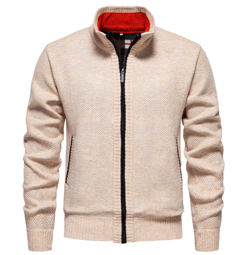 Herren sportliche Strickjacke mit Stehkragen Heidi-Mode