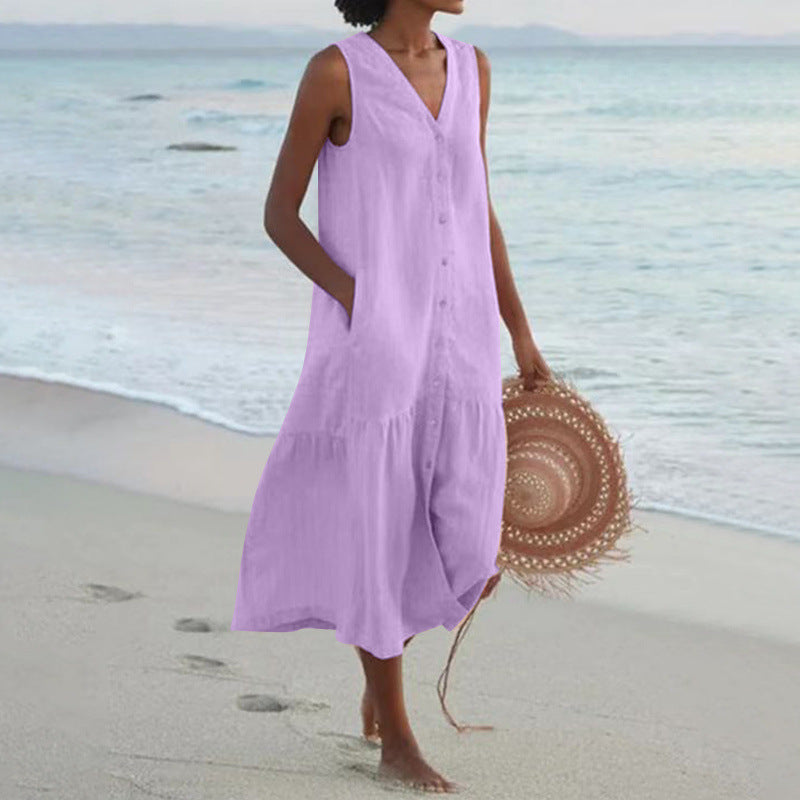 Damen Sommerliches Leinenkleid Heidi-Mode