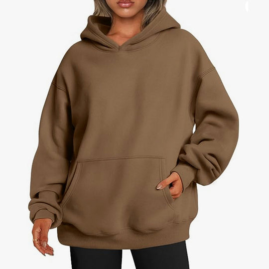 Damen Kapuzenpullover im Oversized-Stil mit praktischen Beuteltaschen Heidi-Mode