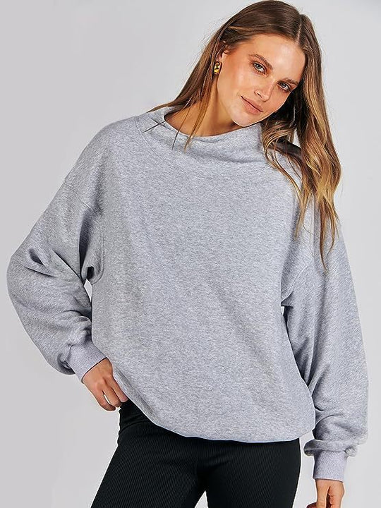 Damen lässiger Oversized Pullover mit schmalem Bund Heidi-Mode