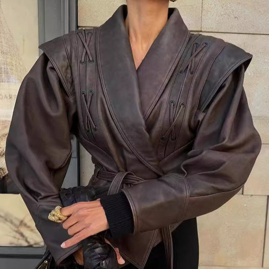 Damen Bikerjacke aus Kunstleder Heidi-Mode