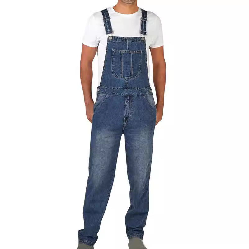 Herren Jeanslatzhose im urbanen Vintage-Stil mit praktischen Taschen Heidi-Mode