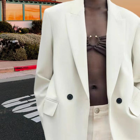 Damen Eleganter Blazer mit doppelt geknöpften Lappen Heidi-Mode