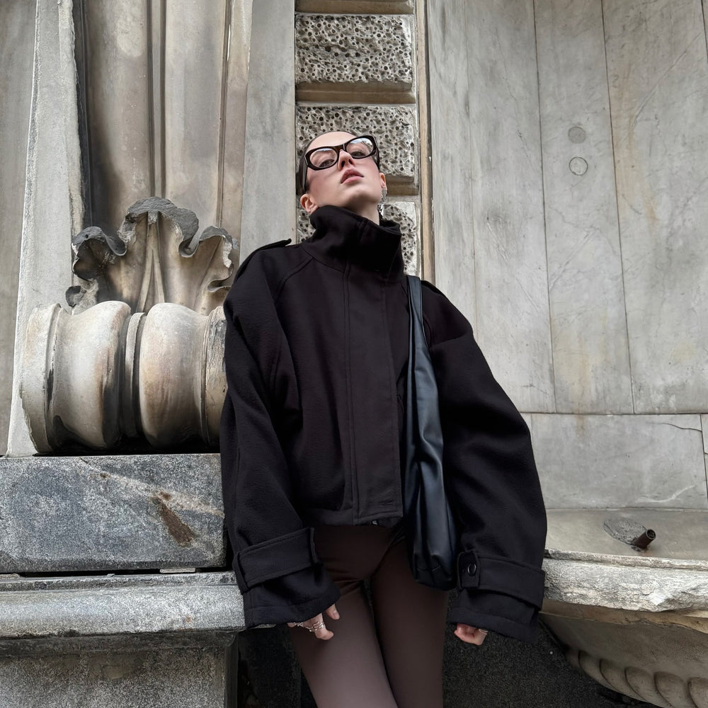 Damen Oversized Wolljacke mit modernem Schnitt und praktischen Taschen Heidi-Mode