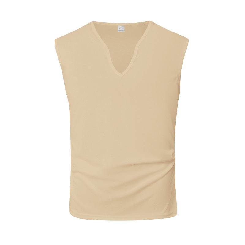 Herren ärmelloses V-Ausschnitt-Tanktop aus atmungsaktivem Stretchmaterial Heidi-Mode