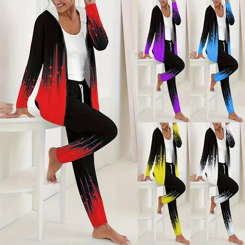 Damen Sportliches Lounge-Set mit modernem Farbverlauf und praktischer Kapuze Heidi-Mode