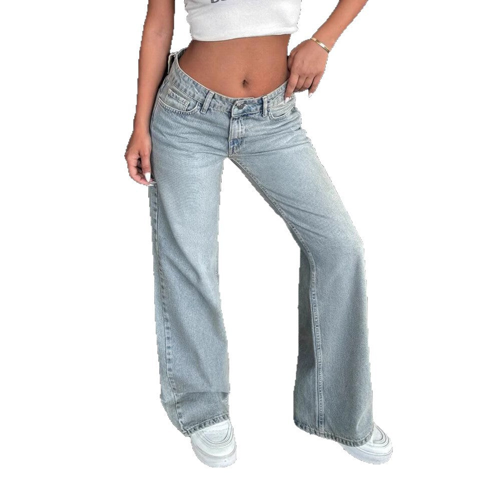 Damen Weit geschnittene Jeans im Vintage-Stil mit hohem Bund Heidi-Mode