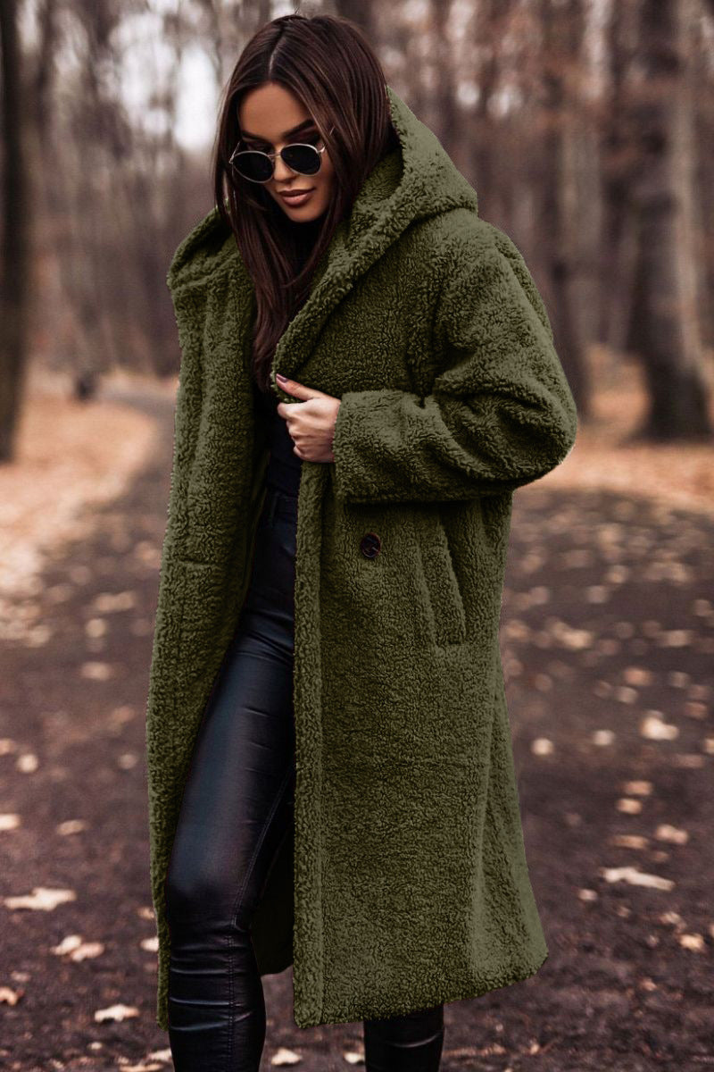 Damen kuschelige Teddyjacke im Oversized-Stil mit Kapuze Heidi-Mode