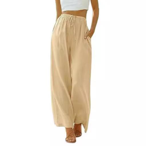 Damen Weite Palazzo-Hose mit elastischem Bund und praktischen Taschen Heidi-Mode