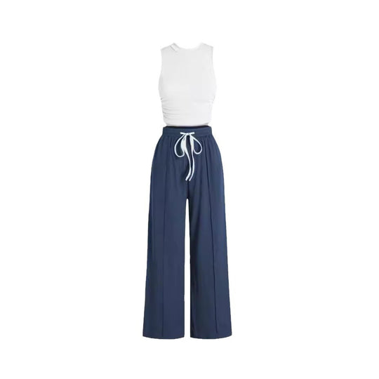 Damen lässiges Oberteil und weit geschnittene Hose Set Heidi-Mode