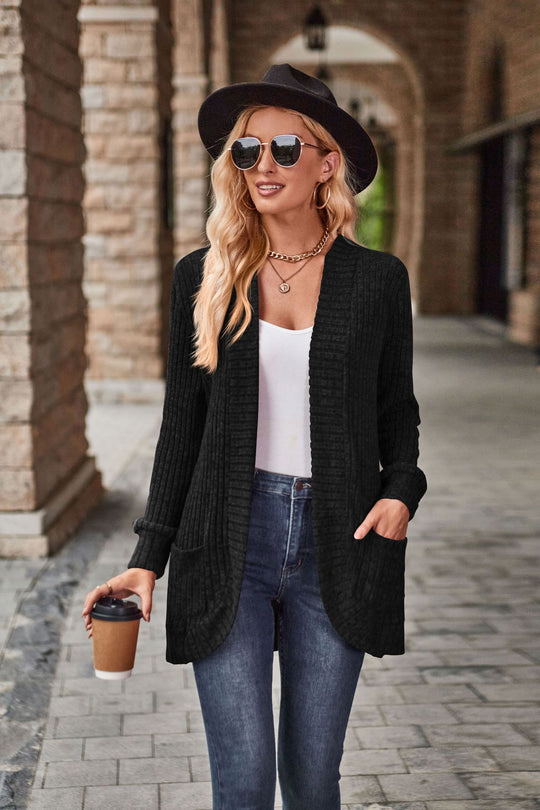 Damen Strickjacke mit strukturiertem Muster und praktischen Taschen Heidi-Mode