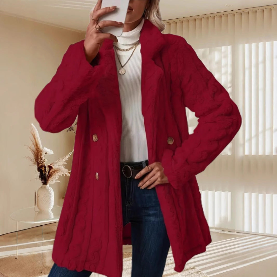 Damen Kapuzenmantel mit strukturiertem Design und großen Knöpfen Heidi-Mode