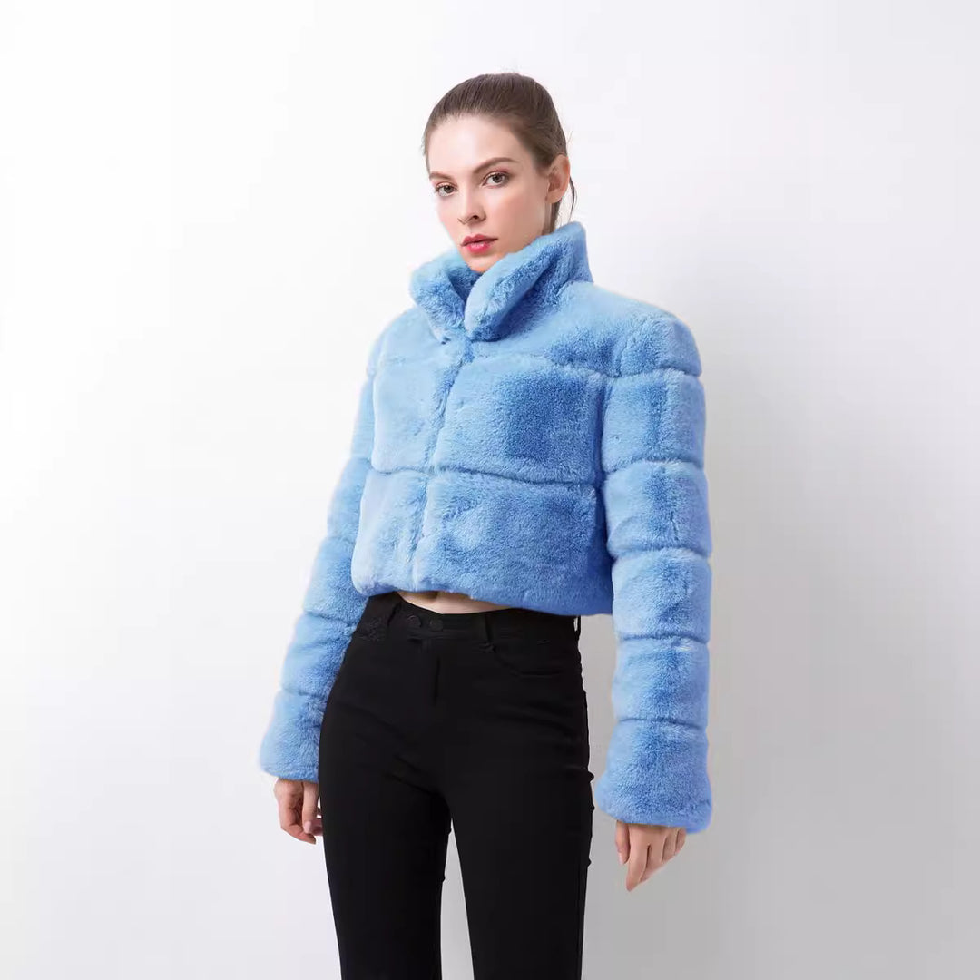 Damen modische kurze Kunstpelzjacke Heidi-Mode