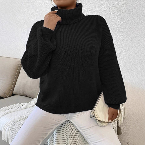 Damen Gemütlicher chunky Pullover mit Rollkragen und strukturiertem Strick Heidi-Mode
