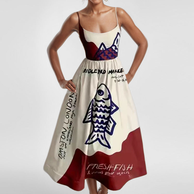 Heidi Mode | Einfarbiges Kleid mit U-Ausschnitt und Strapsen