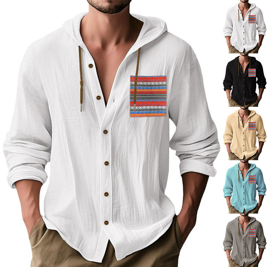 Herren Kapuzenshirt mit verspieltem Design und praktischer Knopfleiste Heidi-Mode